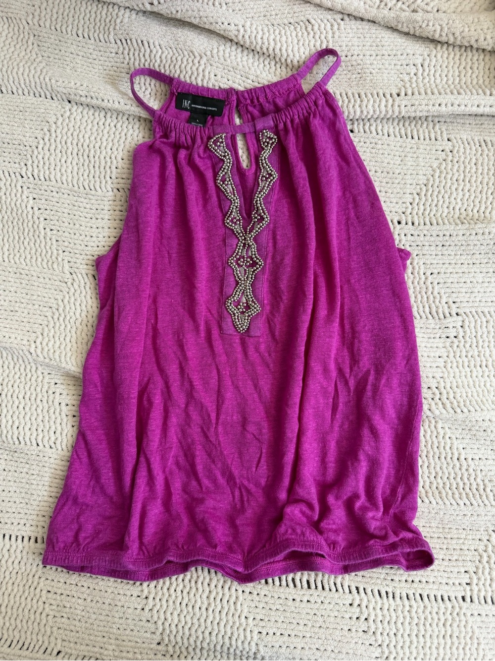 INC International Concepts Magenta Beaded Halter Tank
